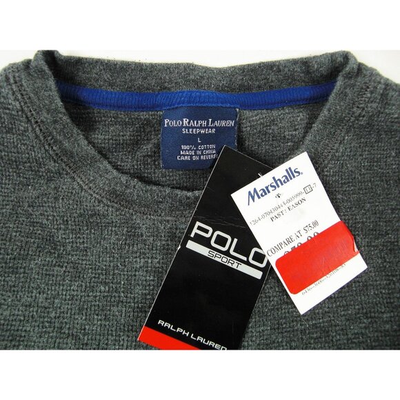 Polo Ralph Lauren Sleep Shirt Mens Large Waffle Knit Thermal Pullover - Picture 2 of 6